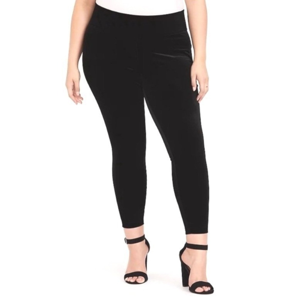 Torrid Velvet Leggings Pants Black 3X High Rise Stretch Holiday Slimming